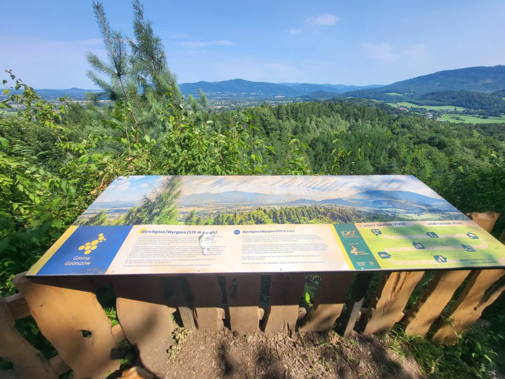 Wyrchgóra z psem – widok z punktu widokowego Wyrchgóra na Beskid